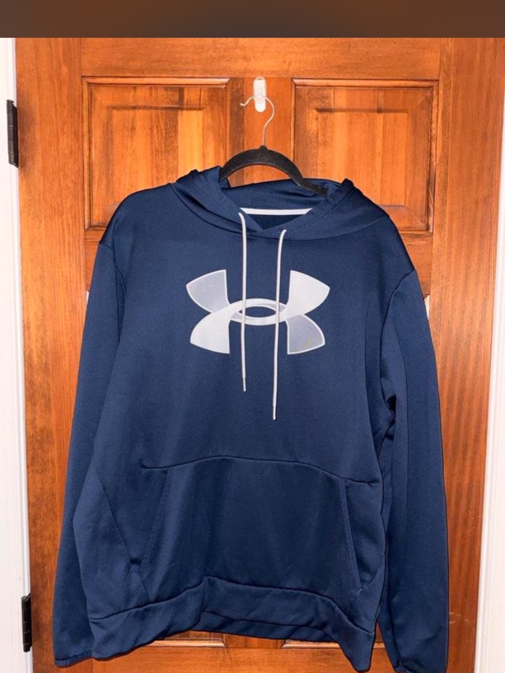 Under Armour Navy Hoodie with Large White Logo